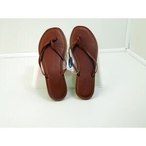 NWT Old Navy Womens Faux Brown Leather Beach Flip Flops Sandals